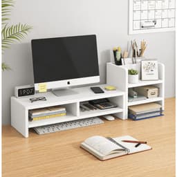 Kệ màn hình máy tính kết hợp giá sách sắp xếp gọn gàng bàn làm việc thương hiệu LUX09 3