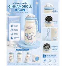 Bình giữ nhiệt hoạt hình 480mL cao cấp - có lõi lọc trà, thiết kế dễ thương giữ nhiệt tốt 8