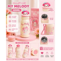 Bình giữ nhiệt hoạt hình 480mL cao cấp - có lõi lọc trà, thiết kế dễ thương giữ nhiệt tốt 9