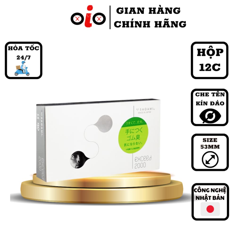 Bao cao su Sagami Exceed 2000 bcs 3D một lần thắt Hộp 12c OiO VN