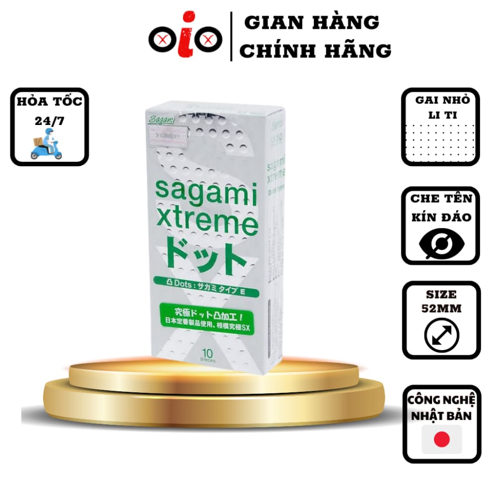 Bao cao su Sagami White Xtreme Box, bcs gân gai li ti Hộp 10c