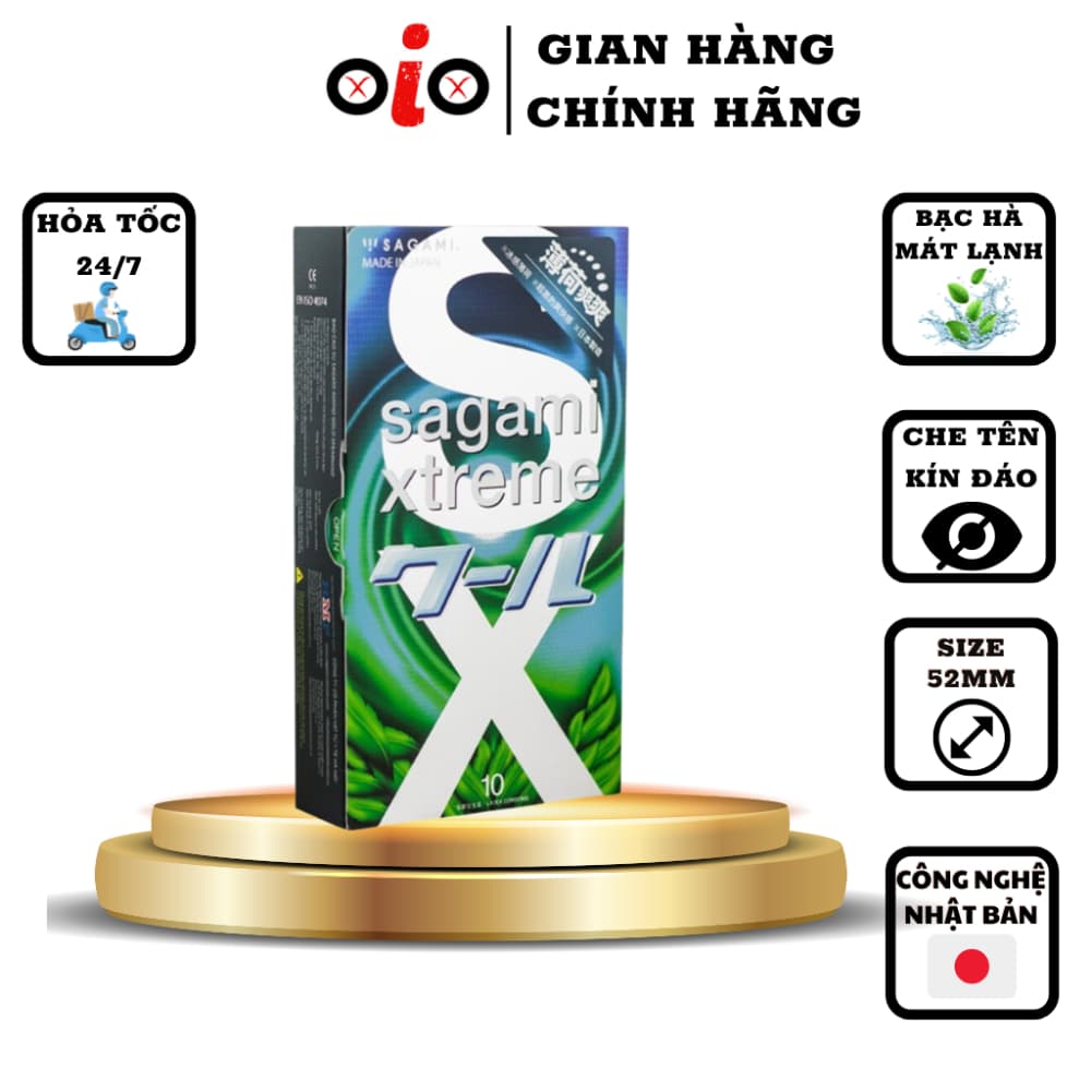 Bao cao su Sagami Spearmint hương bạc hà bcs kéo dài thời gian Hộp 10c OiO VN