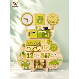Bảng bận rộn con gấu IN TÊN RIÊNG - Busy board thương hiệu Woodness  - Đồ chơi gỗ giáo cụ Montessori - Board game 1