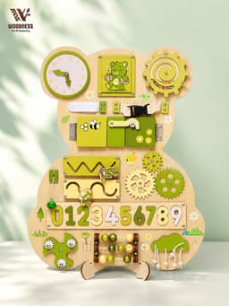Bảng bận rộn con gấu IN TÊN RIÊNG - Busy board thương hiệu Woodness  - Đồ chơi gỗ giáo cụ Montessori - Board game 8