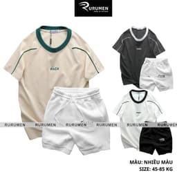 Set Bộ Nam - Áo Thun Nam Cổ Tròn In Chữ Pack Phối Viền Màu Và Quần Short Thun Nam Chicago (Size Từ M Đến XXL) - Rayman 1