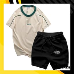 Set Bộ Nam - Áo Thun Nam Cổ Tròn In Chữ Pack Phối Viền Màu Và Quần Short Thun Nam Chicago (Size Từ M Đến XXL) - Rayman 3