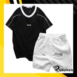 Set Bộ Nam - Áo Thun Nam Cổ Tròn In Chữ Pack Phối Viền Màu Và Quần Short Thun Nam Chicago (Size Từ M Đến XXL) - Rayman 9