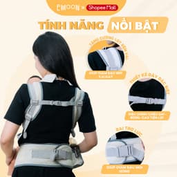 [HỎA TỐC] Địu Em Bé Emoon 9 Tư Thế  Thoáng Khí, Trợ Lực Tối Ưu, An Toàn Chuẩn Chữ M Cho Bé Yêu 8