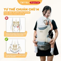 [HỎA TỐC] Địu Em Bé Emoon 9 Tư Thế  Thoáng Khí, Trợ Lực Tối Ưu, An Toàn Chuẩn Chữ M Cho Bé Yêu 9