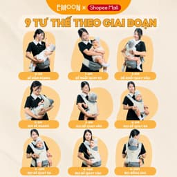 [HỎA TỐC] Địu Em Bé Emoon 9 Tư Thế  Thoáng Khí, Trợ Lực Tối Ưu, An Toàn Chuẩn Chữ M Cho Bé Yêu 3