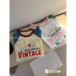 DÂY TÂY ( KÈM ẢNH THẬT ) Áo Thun Giấy Dài Tay 2359# MaoMao Áo Phông Dài Tay Raglan Phối Màu Mã 2359 In Chữ VINTAGE 9