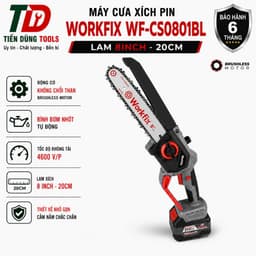 Máy cưa xích dùng pin Workfix WF-CS0801BL, Lam xích dài 8inch, Tra nhớt tự động - Chân pin phổ thông 1
