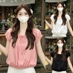Áo kiểu babydoll nữ cổ tròn thắt nơ xinh đẹp BYN BYN B527 1