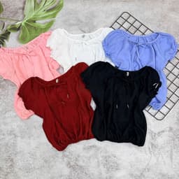 Áo kiểu babydoll nữ cổ tròn thắt nơ xinh đẹp BYN BYN B527 9