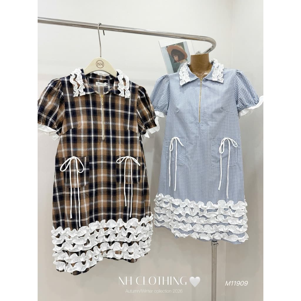 <Đầm Bầu Quynhanhhouse> (NH CLOTHING)Váy suông váy kẻ bèo xinh xỉu M11909 sm
