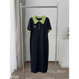 <Đầm Bầu Quynhanhhouse> (QC) #526 Váy tay bèo cổ xanh lá Free sz Bầu bí bon chen 5