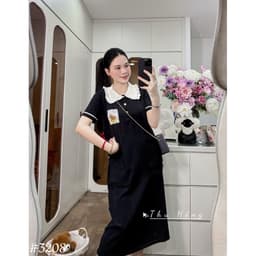 <Đầm Bầu Quynhanhhouse> (QC) #3208 Váy cổ sen túi tua rua thêu tranh Free sz Bầu bí bon chen 3