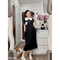 <Đầm Bầu Quynhanhhouse> (QC) #3208 Váy cổ sen túi tua rua thêu tranh Free sz Bầu bí bon chen 2