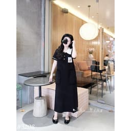 <Đầm Bầu Quynhanhhouse> (QC) #3208 Váy cổ sen túi tua rua thêu tranh Free sz Bầu bí bon chen 6