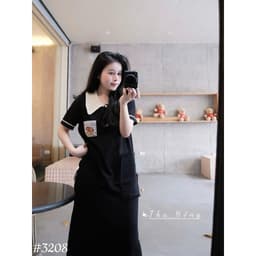 <Đầm Bầu Quynhanhhouse> (QC) #3208 Váy cổ sen túi tua rua thêu tranh Free sz Bầu bí bon chen 7