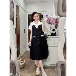 <Đầm Bầu Quynhanhhouse> (QC) #6502 Váy cổ sen túi kim sa Free sz Bầu bí bon chen 3