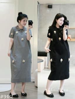 <Đầm Bầu Quynhanhhouse> CHIN STUDIO Váy len mtg đính hoa siêu xinh freesize 1