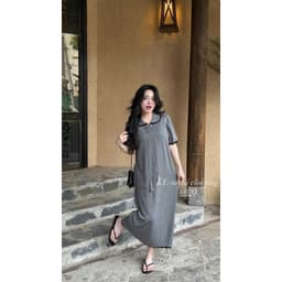 <Đầm Bầu Quynhanhhouse> (QC) # 020  Len mtg cổ sen dây buôc nơ freesize 6