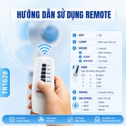 Quạt treo Senko TR1628 điều khiển từ xa, 47W, 3 cánh gió mạnh, bảo hành chính hãng 6