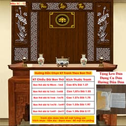 Tranh Dán Tường Ban Thờ Gia Tiên - Thờ Phật - Vải Lụa Kim Tuyến - Dễ Dán(Tặng Keo Dán Hướng Dẫn Dán) 6