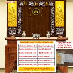 Tranh Dán Tường Ban Thờ Gia Tiên - Thờ Phật - Vải Lụa Kim Tuyến - Dễ Dán(Tặng Keo Dán Hướng Dẫn Dán) 5