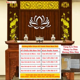 Tranh Dán Tường Ban Thờ Gia Tiên - Thờ Phật - Vải Lụa Kim Tuyến - Dễ Dán(Tặng Keo Dán Hướng Dẫn Dán) 8