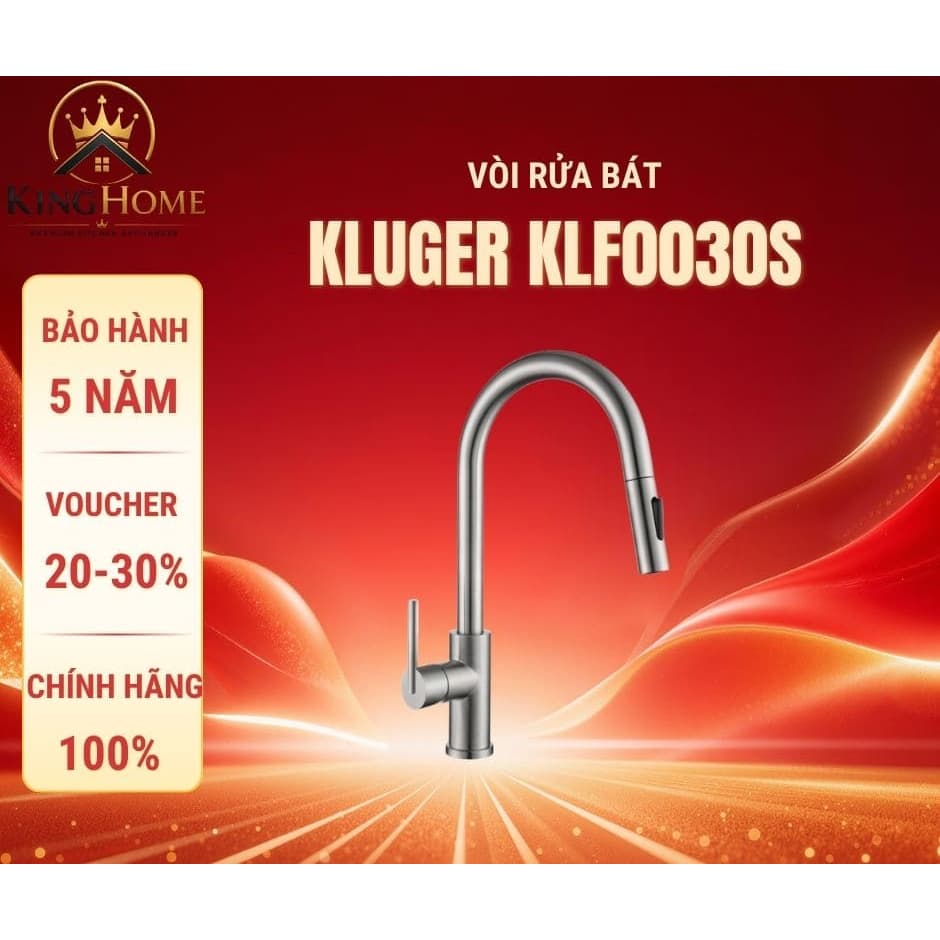 Vòi rửa bát Kluger KLF0030S NOVA Series  | Vòi dây rút 2 đường nước Nóng - Lạnh