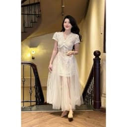 Xukadress - Váy ren xoè phối lưới đi tiệc sang chảnh 5