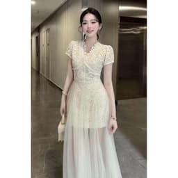 Xukadress - Váy ren xoè phối lưới đi tiệc sang chảnh 6