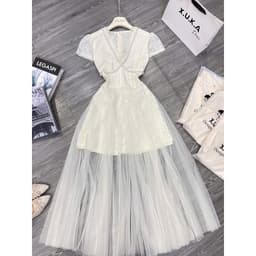 Xukadress - Váy ren xoè phối lưới đi tiệc sang chảnh 8