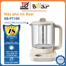 Máy Pha Trà BEAR SB-PT15K, Bình Thủy Tinh 1.5Lit - 1000w, 8 Chế Độ Nấu, Hàng Chính Hãng 1