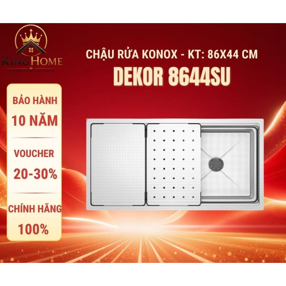 Chậu rửa bát 1 hố Konox 8644SU Dekor | Hàng chính hãng