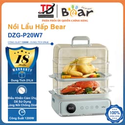 Nồi Hấp Điện 3 Tầng Bear DZG-P20W7, 21Lit - 1200w, Chiên Nướng Hấp Đa Năng, Hàng Chính Hãng 1