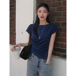 [ Hiền VNXK2] Áo Thun Kiểu Hàn Quốc Nữ ,Thắt Eo Nhún Vạt Lệch Tay Cánh Dơi Cổ Thuyền Sang Trọng Đi Làm Đi Chơi 1