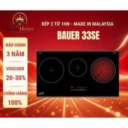 Bếp điện từ BAUER BE 33SE | Nhập khẩu nguyên chiếc Malaysia | Bếp 2 từ 1 hồng ngoại | Bảo hành 3 năm 1
