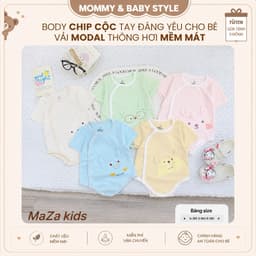 Body Chip Cộc Tay Modal Cho Bé Trai Bé Gái Sơ Sinh – Body Liền Thân Vải Modal Mềm Mát, Thấm Hút Tốt, Cài Lệch Tiện Lợi 1