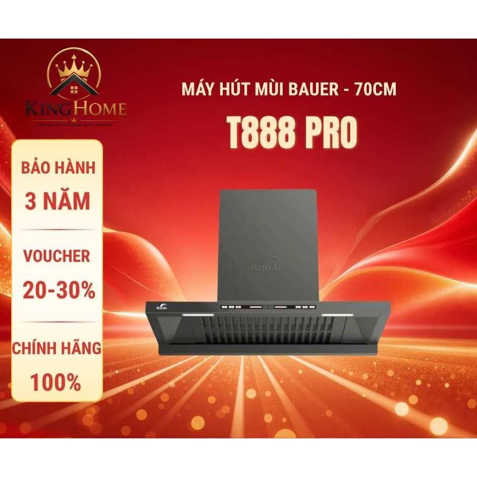 Hút mùi Bauer T888Pro | Lực Hút 1400m3/h | T7050BLDC | Động cơ BLDC hút khỏe, êm | Bảo hành 2 NĂM