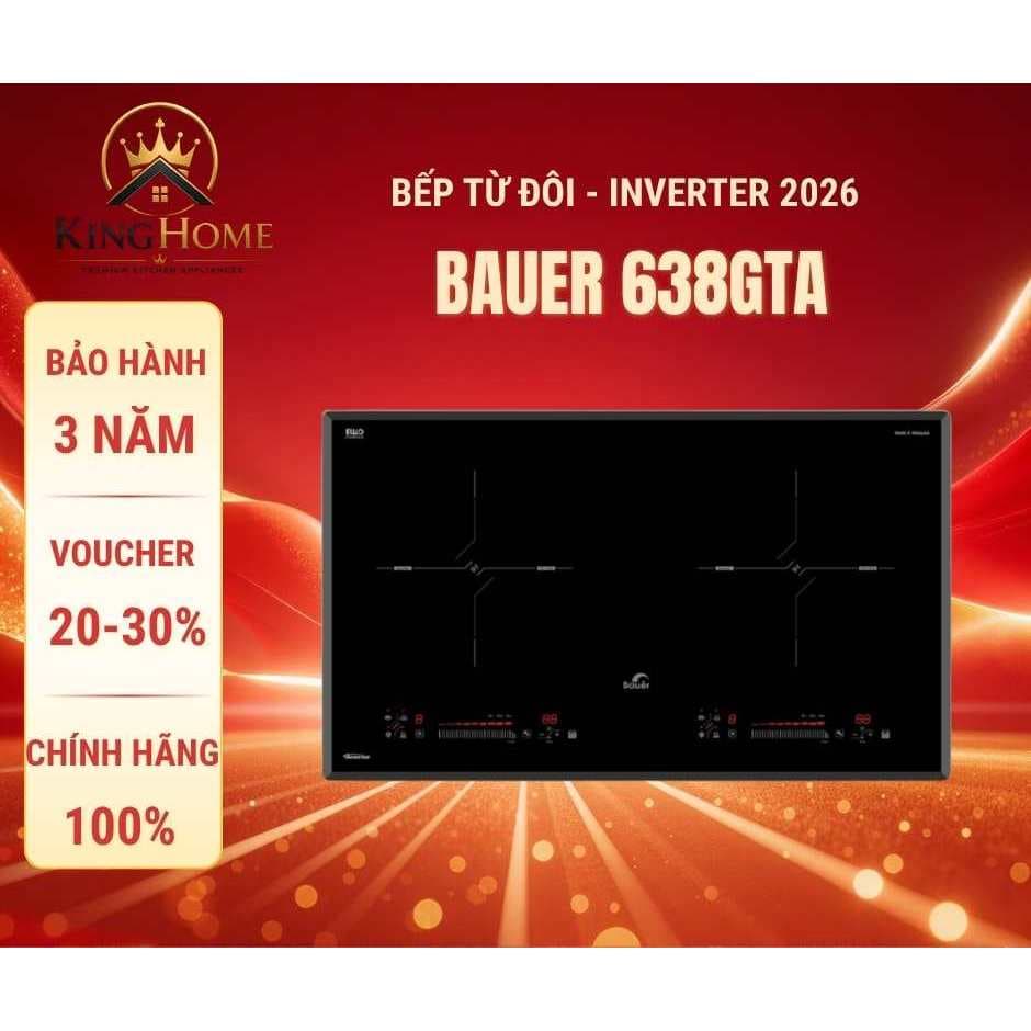 Bếp từ Bauer BE638GTA Bếp từ inverter, Nhập khẩu Chính Hãng MALAYSIA , Bảo Hành 3 Năm