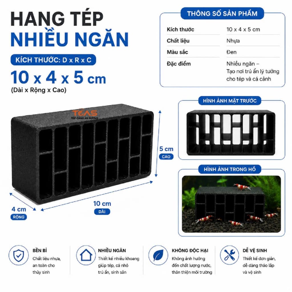 Hang tép cảnh - Hang nhựa trú ẩn cho tép cảnh, cá cảnh, trang trí bể tép, bể cá