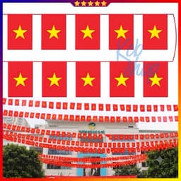 Sỉ 10 Cuộn Cờ Dây Sao Đảng chất vải Satanh đẹp chịu nắng mưa treo trang trí Quốc Khánh 2/9 2
