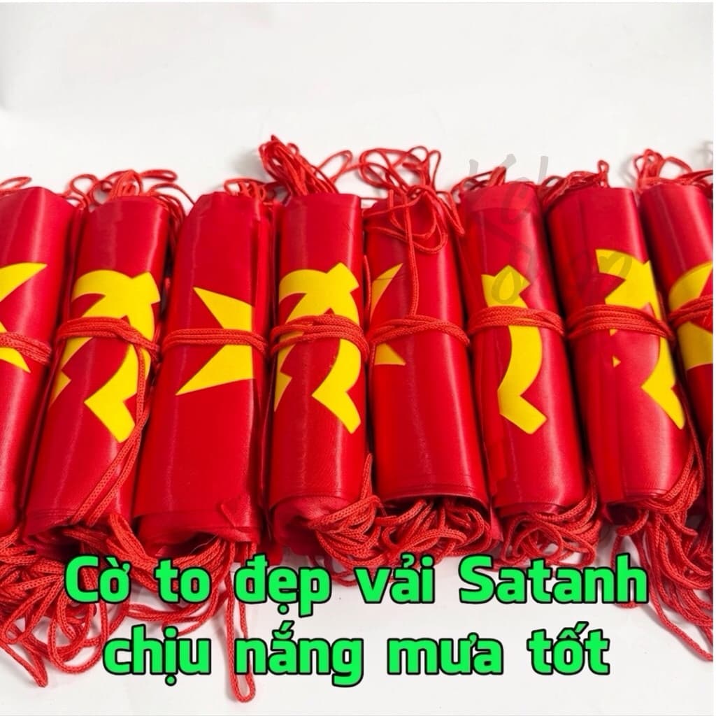 Sỉ 10 Cuộn Cờ Dây Sao Đảng chất vải Satanh đẹp chịu nắng mưa treo trang trí Quốc Khánh 2/9