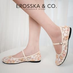 [EROSSKA] [Form 1.5] - Giày búp bê nữ balletcore lưới phối hoa quai ngang kiểu dáng basic màu kem - EL125 5