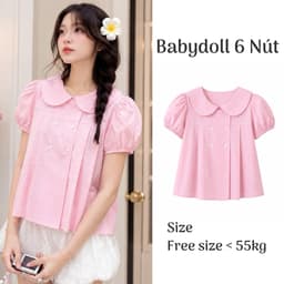 Áo babydoll hottrend cổ bèo tay phồng xếp ly trước ngực màu hồng baby đáng yêu BYN BYN BX248 1