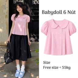 Áo babydoll hottrend cổ bèo tay phồng xếp ly trước ngực màu hồng baby đáng yêu BYN BYN BX248 9