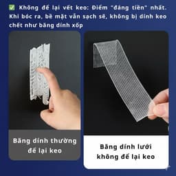 Băng keo hai mặt Nano. Băng dính dạng lưới keo liền mạch có độ bám dính keo hai mặt trong suốt 5